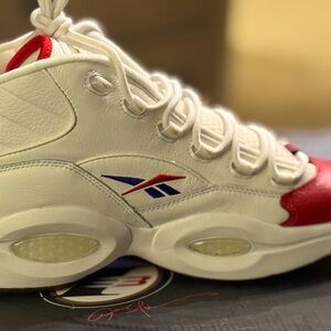 Reebok Allen Iverson White and Red Retro Sneakers with Chunky Design